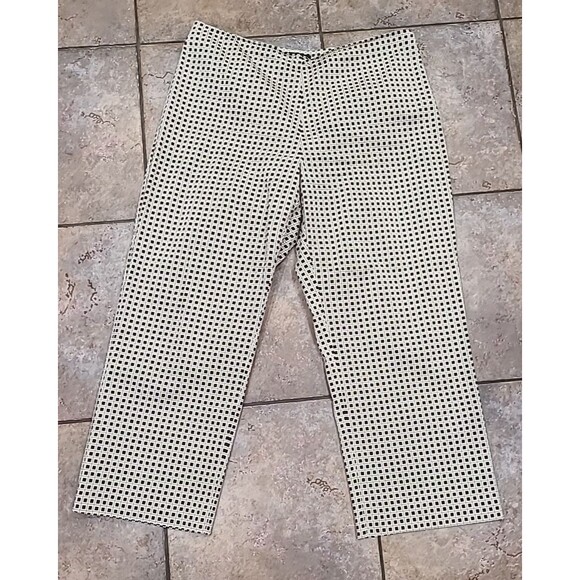 George stretch Brown & Gold Womens 14  square Print High Rise Capri Pants - Picture 1 of 9